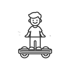 Happy Boy Riding a Hoverboard with a Big Smile