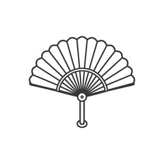 Black and White Line Drawing of a Hand Fan