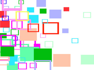 Party background with geometric shapes, triangles, dots, sprinkles. Pastel colors.