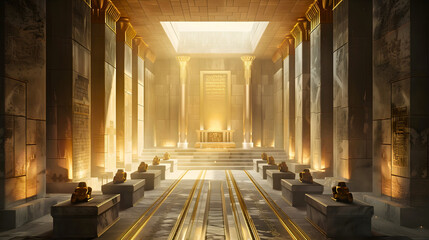 Fototapeta premium Inside of Third Solomon Temple Interior of God Temple In Jerusalem Jesus Christ home Israel JHWH God temple