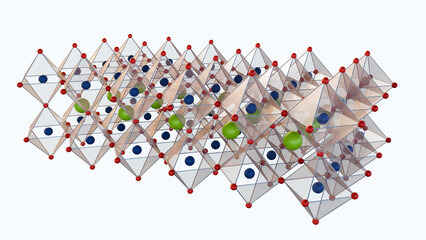 3d rendering of Perovskite nanostructures, these are promising nanomaterials for their possible application in electrochemiluminescent (ECL) analytical systems 