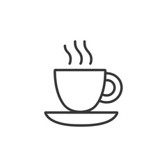 A Black Outline of a Steaming Cup of Coffee on a Saucer