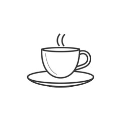 Obraz premium Line Art Illustration of a Cup of Coffee with Steam