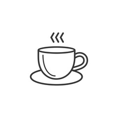 A Line Drawing of a Cup of Hot Coffee on a Saucer