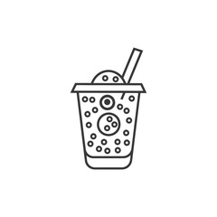 Line Art Illustration of a Cup of Boba Tea with a Straw