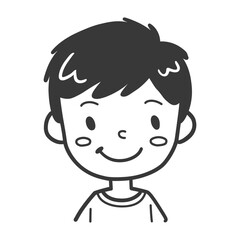 Fototapeta premium Cartoon illustration of a smiling boy with short black hair