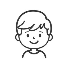 Obraz premium Line Drawing of a Smiling Boy with Short Hair
