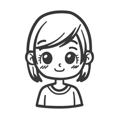 Obraz premium Smiling Girl with Short Hair and Big Eyes