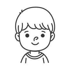 Obraz premium Line drawing of a smiling boy with short hair
