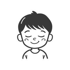 Obraz premium Cartoon Illustration of a Smiling Boy with Closed Eyes