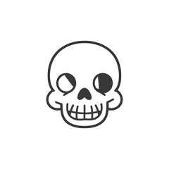 Cartoon Skull with a Smiling Expression and One Eye Closed
