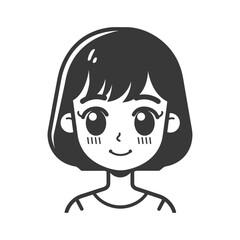 Fototapeta premium Cartoon Illustration of a Smiling Woman with Short Hair