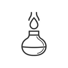 Obraz premium Line art illustration of a round bottle with a single drop of liquid rising above it
