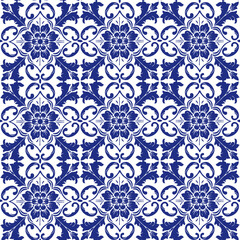 Azulejo tile seamless vector pattern
