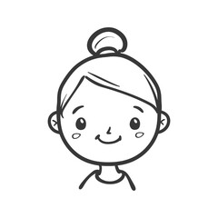 Obraz premium Hand drawn illustration of a smiling girl with a bun in her hair