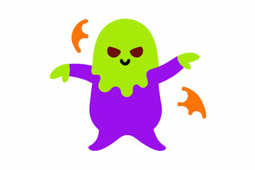 Vector Line Art Ghost Dabbing Icon - Halloween Illustration