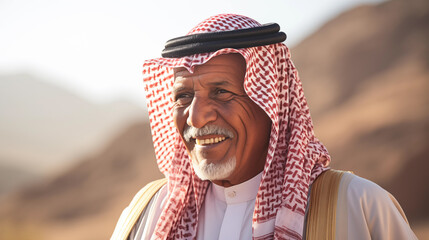 Obraz premium Saudi man celebrating during the national day of Kingdom of Saudi Arabia