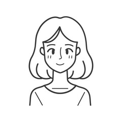 Obraz premium Line Drawing of a Woman with Short Hair Smiling