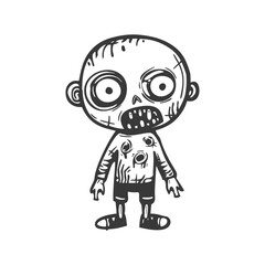 Cartoon Illustration of a Zombie with Wide Eyes