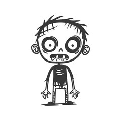 Cartoon illustration of a zombie with large eyes and a dripping mouth