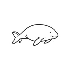 Obraz premium Line Drawing of a Manatee Swimming