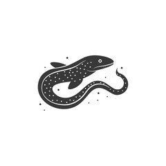 Naklejka premium Black and white illustration of a moray eel swimming