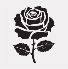 A rose logo icon silhouette vector on a white background