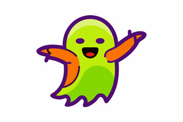 Vector Line Art Ghost Dabbing Icon - Halloween Illustration