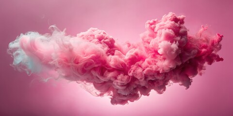 Fototapeta premium Vibrant pink smoke cloud surrounds an empty space, evoking a sense of romance, whimsy, and fantasy, perfect for Valentine's Day or love-themed projects.