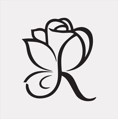 A rose logo icon silhouette vector on a white background