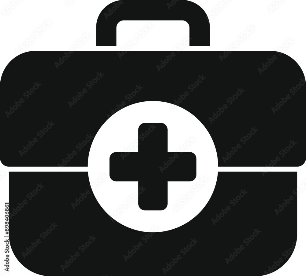 Poster Simple black icon of a first aid kit, representing emergency medical supplies