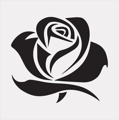A rose logo icon silhouette vector on a white background
