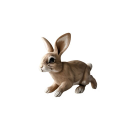 Obraz premium A realistic ceramic figurine of a rabbit, depicted in a playful pose, showcasing its detailed features and adorable expression