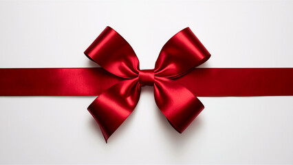 A striking red bow set against a clean white background, perfect for festive occasions, gift wrapping, or decoration