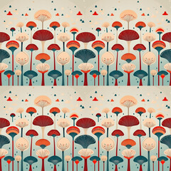 Japanese style seamless pattern, mushrooms