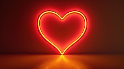 A three-dimensional heart with a glowing red neon light, symbolizing love and passion.