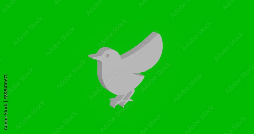 Poster animation of rotation of a white bird symbol with shadow. simple and complex rotation. seamless loop