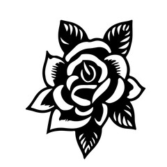 black tattoo design, flower, rose ang leaf