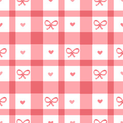 Coquette Bows Pink Gingham Pattern
