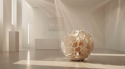Elegant Modern Sculpture in a Sunlit Minimalist Gallery Space