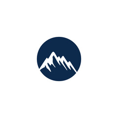 mountain logo design navy blue color on a white background