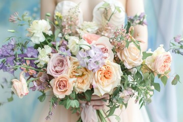 A stunning close up of pink and white flowers in a bouquet, displaying a mix of soft and bright hues, Soft, pastel hues blending harmoniously in a bouquet, AI generated
