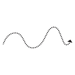Curved dotted arrow. Zigzag arrow stripes design with dotted lines. Vector . EPS 10/AI