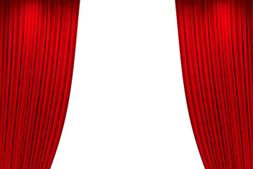 Red stage curtain, photo, png isolated on transparent background