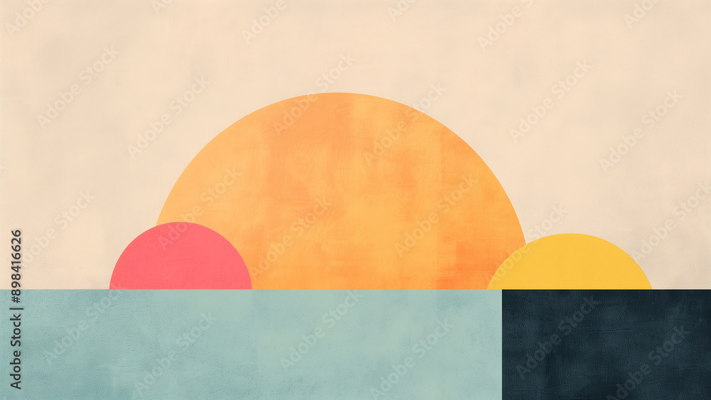 Aufkleber modern minimalist abstract art 8k wallpaper with geometric shapes and bold colors, featuring a horiz