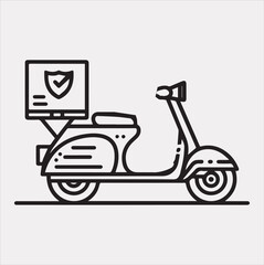 Scooter motor Courier line Art silhouette vector on white background