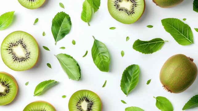 Seamless kiwi fruit cut slice  pattern background