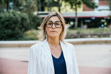  Confident Businesswoman in Urban Park