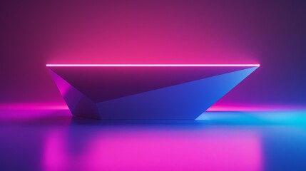 Fototapeta premium Empty futuristic podium platform glowing with neon lights