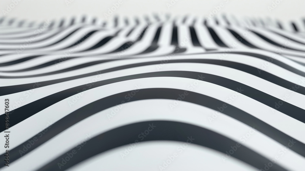 Poster abstract black and white 8k wallpaper wavy lines pattern creating optical illusion artistic backgrou